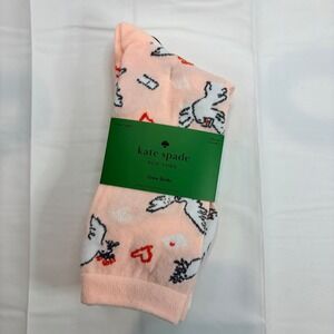Kate Spade New York Crew Socks 3 Pack Pink Red White Pattern One Size Valentines